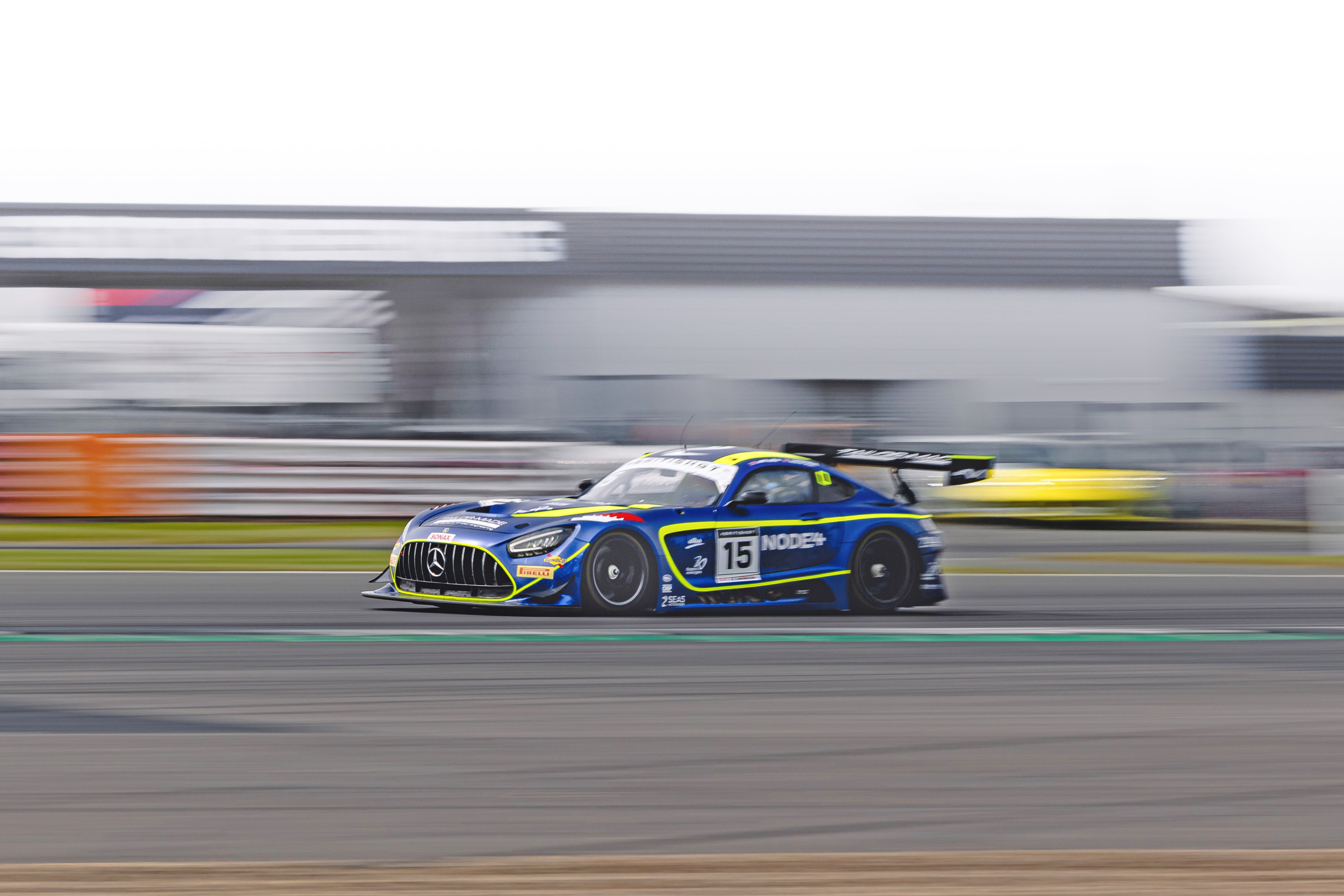 Racing car on a track with blurred background